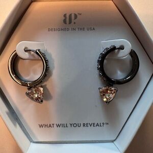 Bomb party BP fizz Silver Textured Crystal Charm Earrings